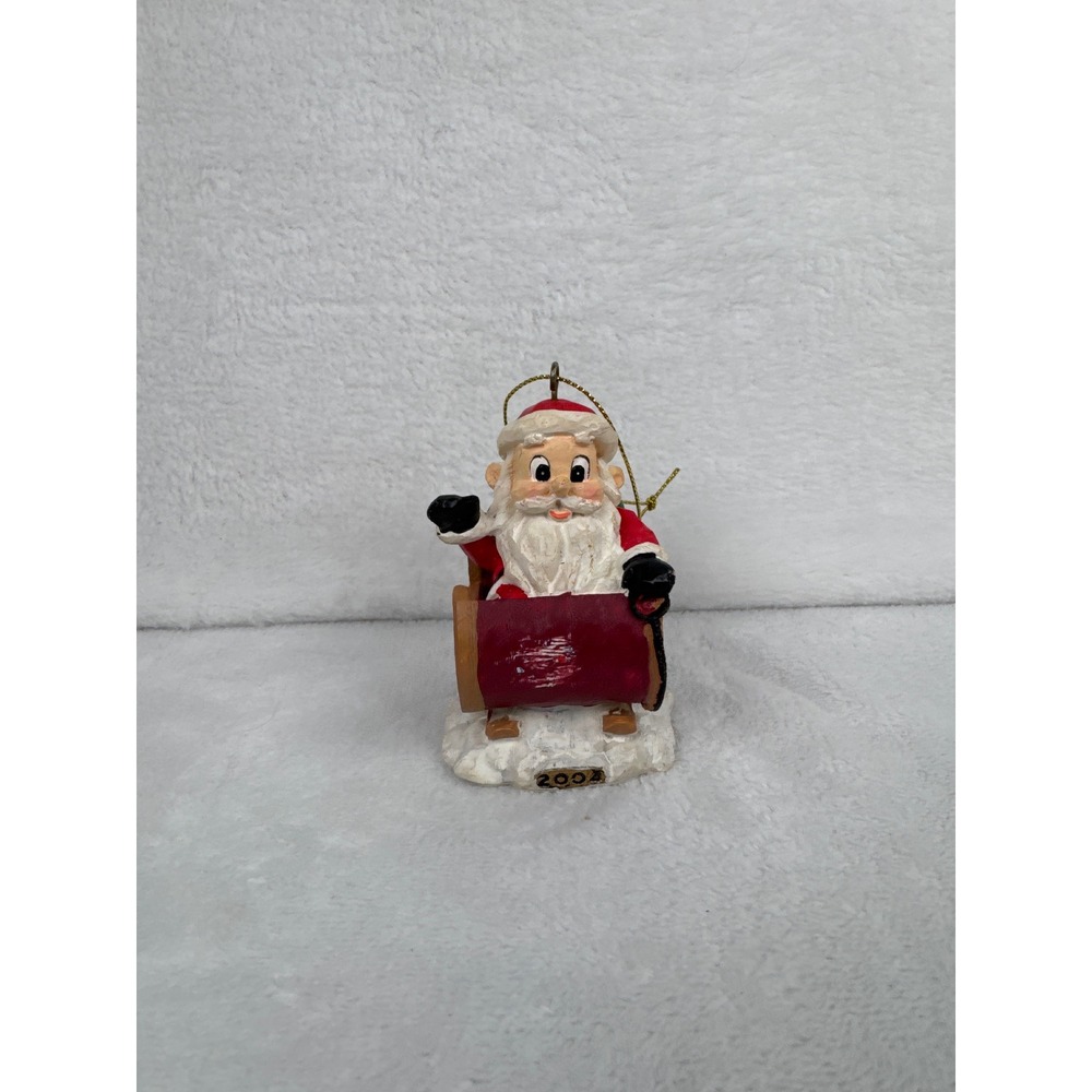 Vintage 2004 Dated Sleigh Santa Ornament Unisex Small Red Fair